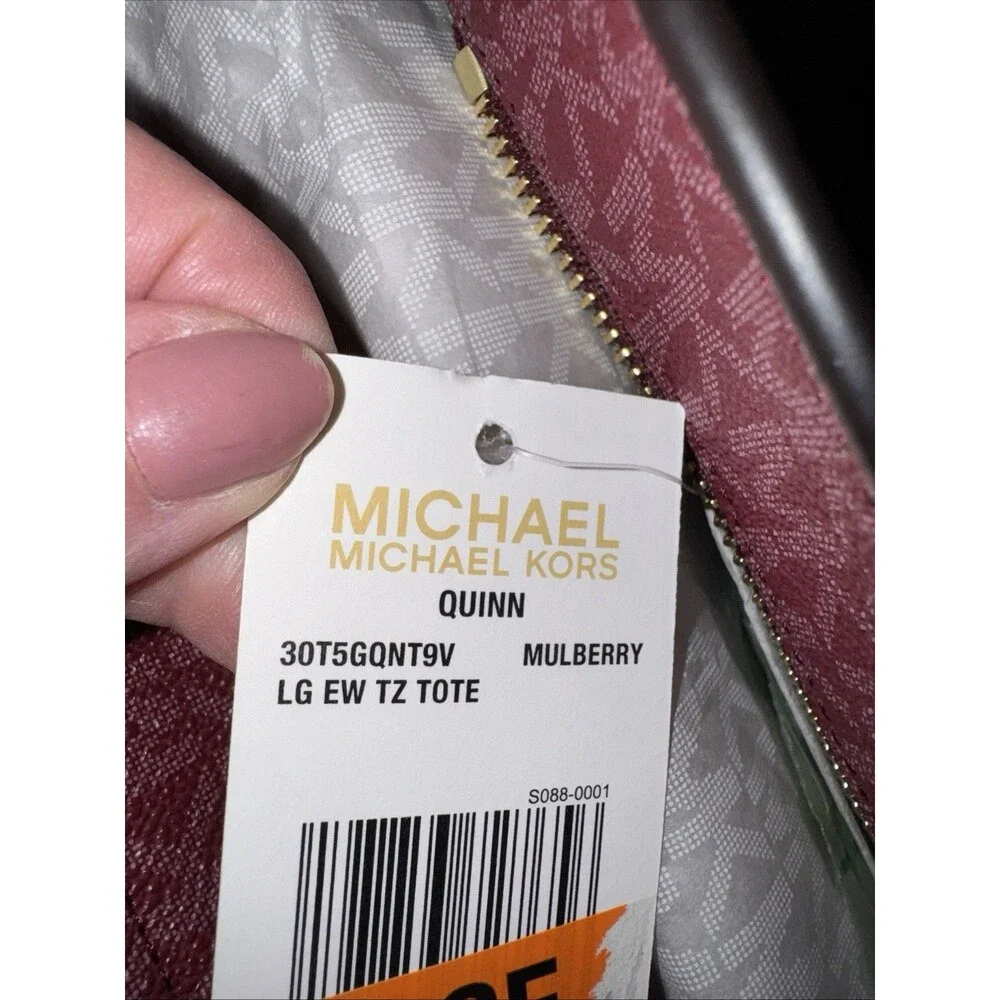 Michael Kors Mulberry Signature Quinn Large Logo TZ Tote Bag 30T5GQNT9V 17x11x4”